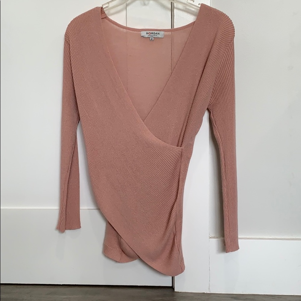 Shimmery pink long sleeve blouse